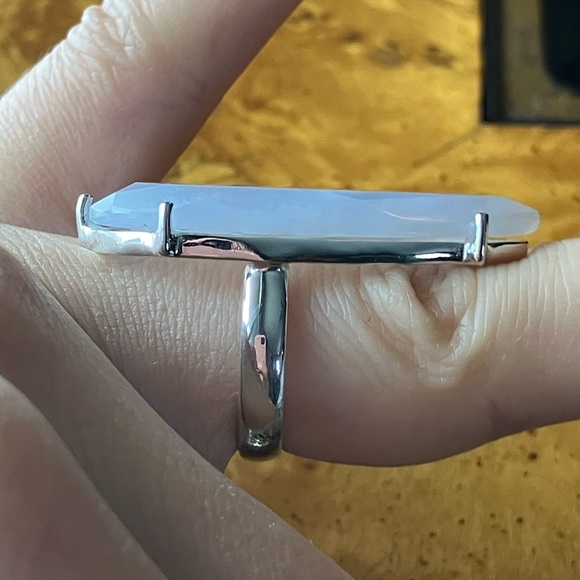 Natural Blue Lace Agate Sterling Silver Ring Size 6 - Picture 3 of 9